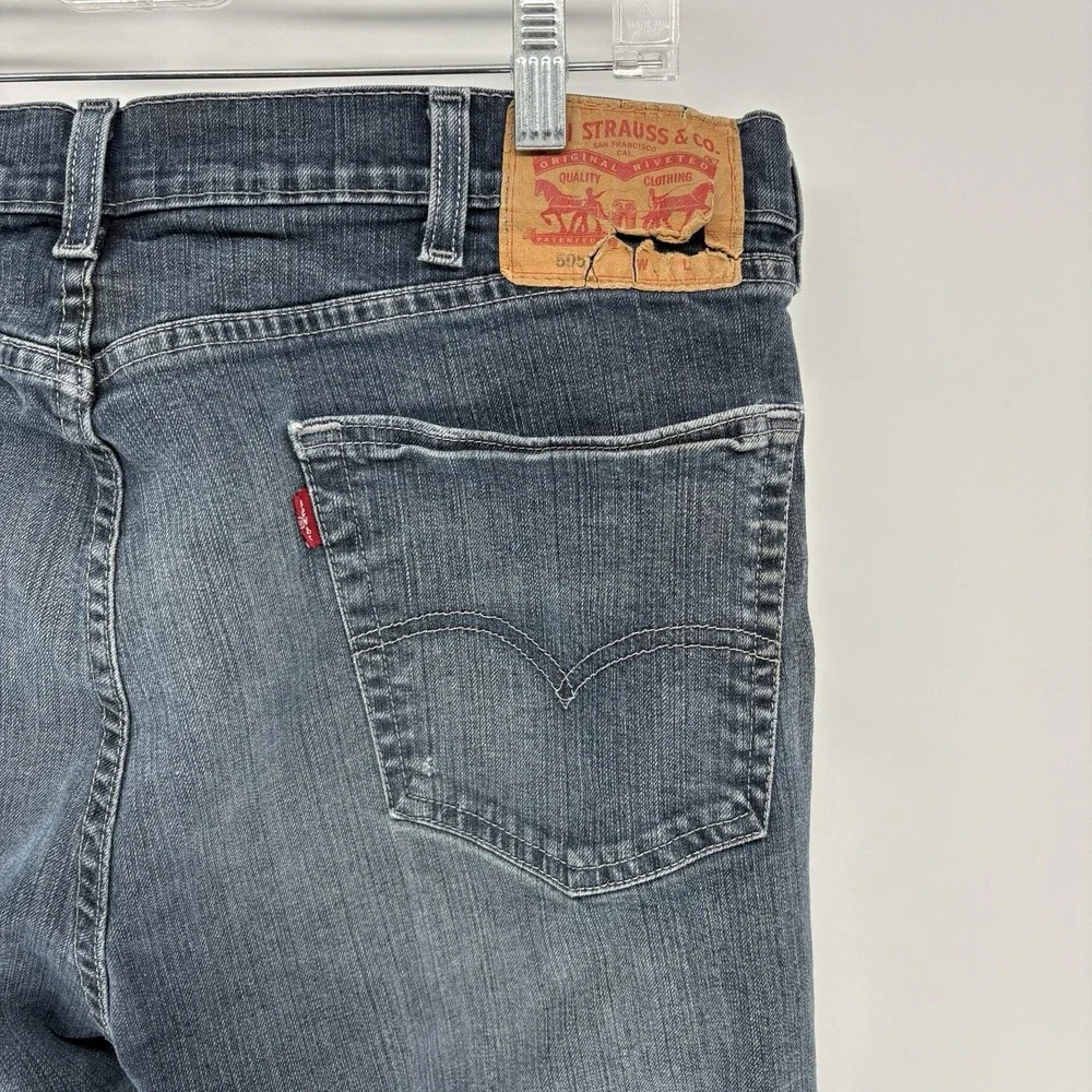 Men's Levi's 505 Straight Leg Dark Wash Blue Denim Jeans Size 38X28.5